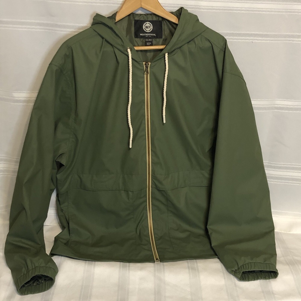 Weatherproof Men's Size 2XL Green Hooded Water Resistant Flexible Durable Jacket
